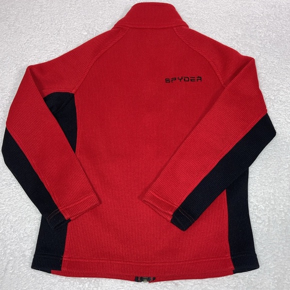 Spyder boys lightweight Full Zip Jacket racing red black small 7/8 - Picture 6 of 9